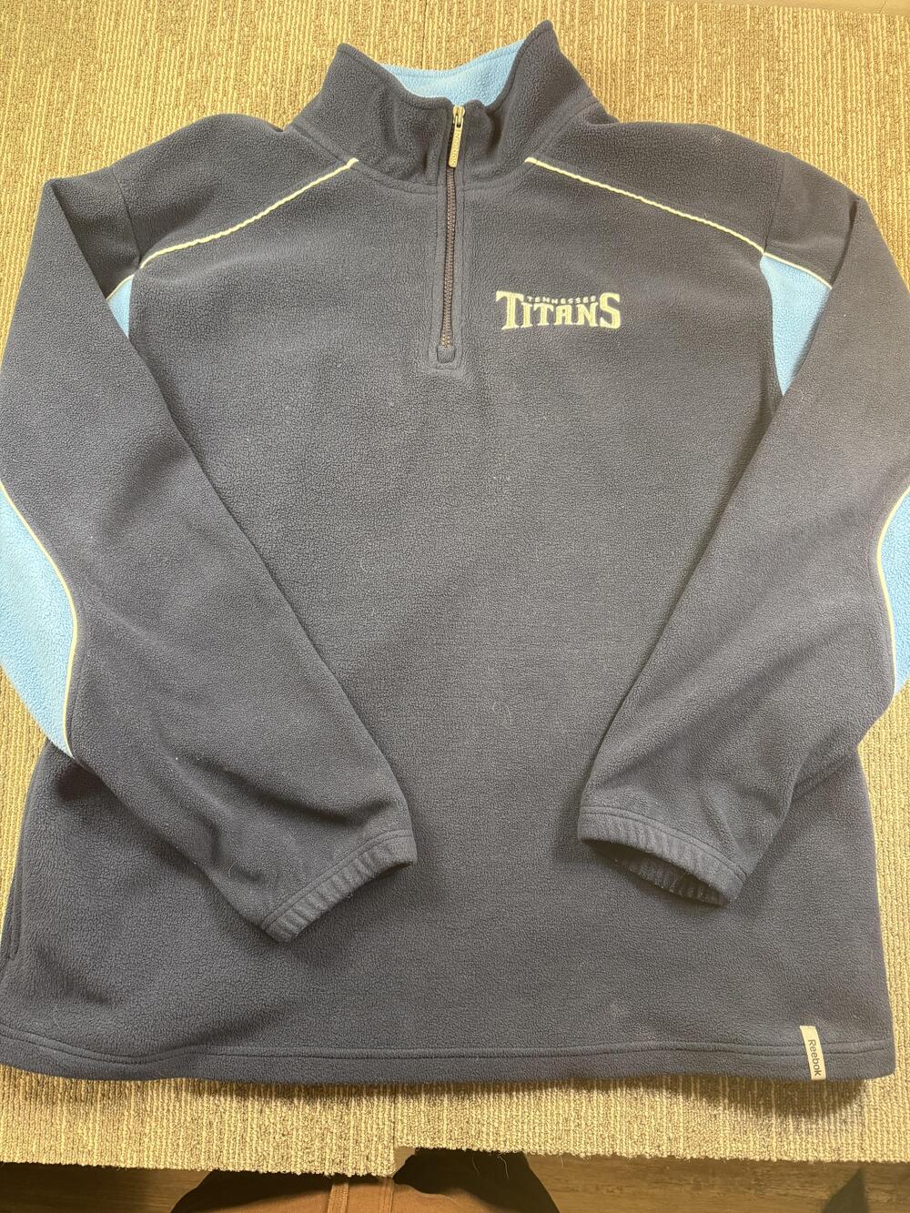 Tennessee Titans Pullover Mens XL‎ Blue NFL Football Reebok Fleece Quarter Zip